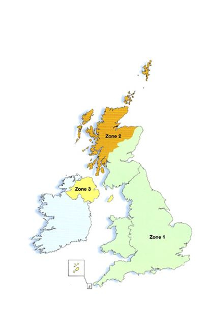 UK postal delivery zones map